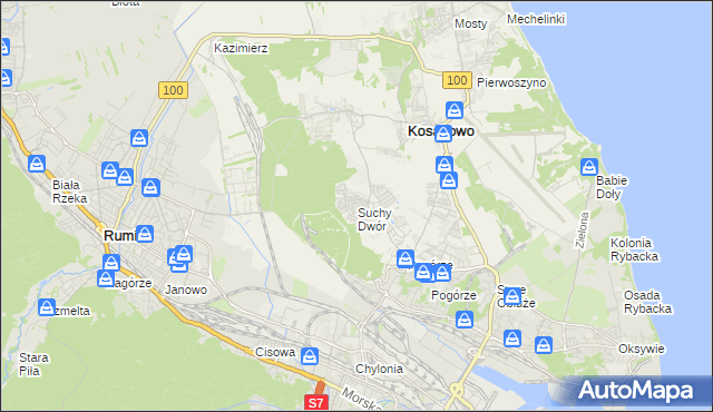 mapa Suchy Dwór gmina Kosakowo, Suchy Dwór gmina Kosakowo na mapie Targeo