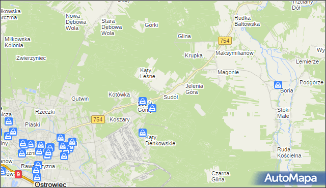 mapa Sudół gmina Bodzechów, Sudół gmina Bodzechów na mapie Targeo