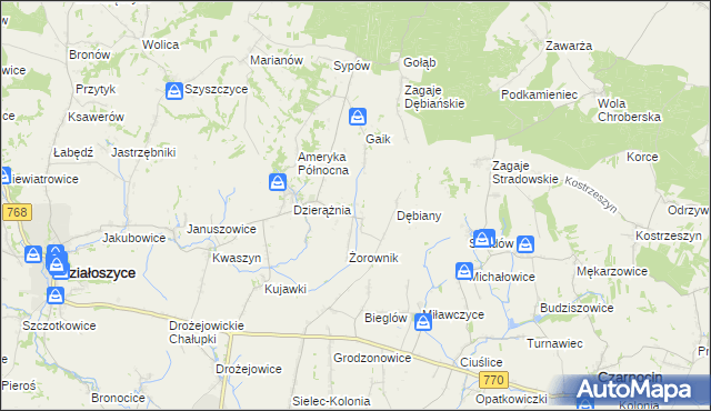 mapa Sudół gmina Działoszyce, Sudół gmina Działoszyce na mapie Targeo