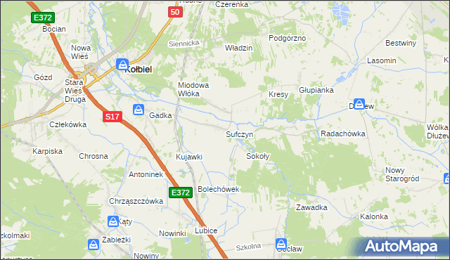 mapa Sufczyn gmina Kołbiel, Sufczyn gmina Kołbiel na mapie Targeo