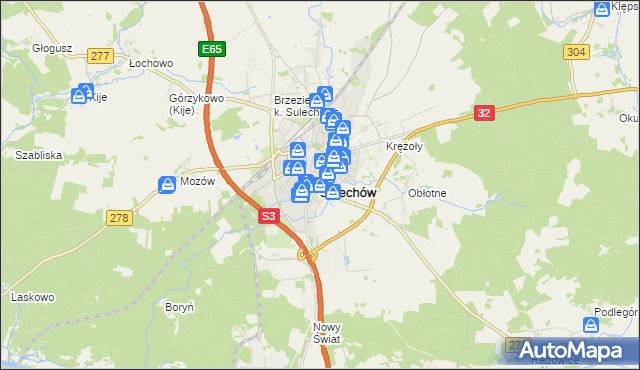 mapa Sulechów powiat zielonogórski, Sulechów powiat zielonogórski na mapie Targeo