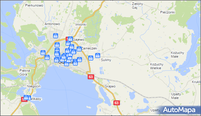 mapa Sulimy gmina Giżycko, Sulimy gmina Giżycko na mapie Targeo
