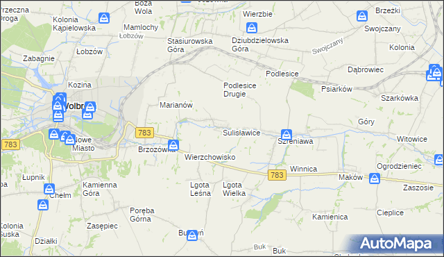 mapa Sulisławice gmina Wolbrom, Sulisławice gmina Wolbrom na mapie Targeo