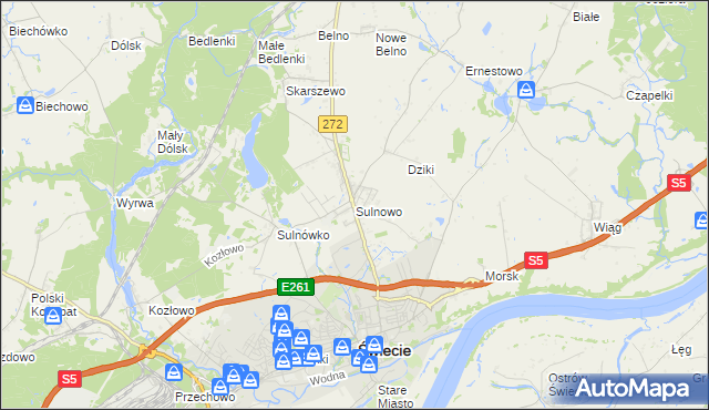 mapa Sulnowo, Sulnowo na mapie Targeo
