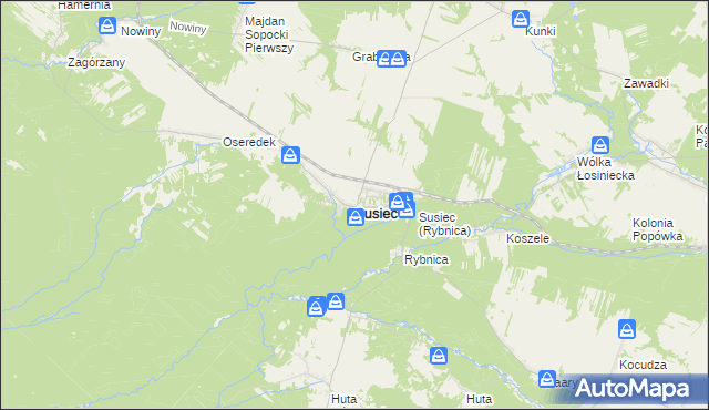 mapa Susiec, Susiec na mapie Targeo