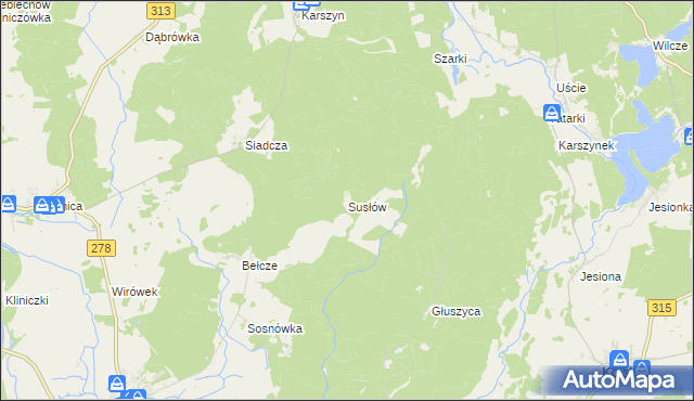 mapa Susłów, Susłów na mapie Targeo