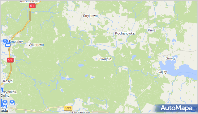 mapa Swajnie, Swajnie na mapie Targeo