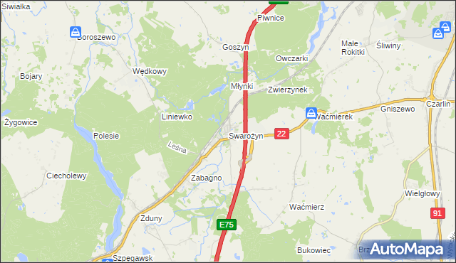 mapa Swarożyn, Swarożyn na mapie Targeo