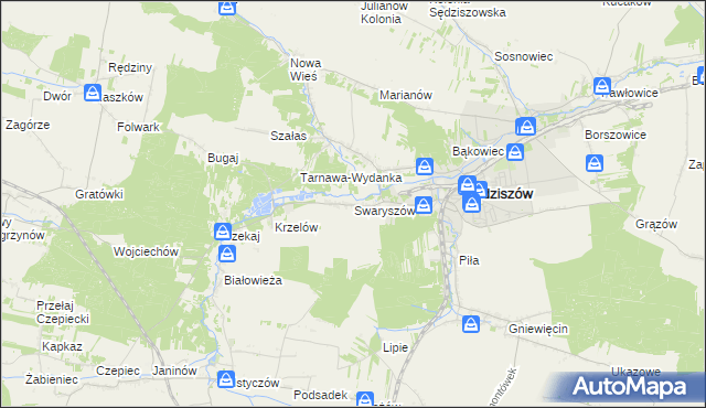 mapa Swaryszów, Swaryszów na mapie Targeo