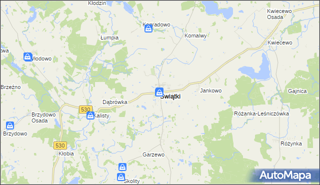 mapa Świątki powiat olsztyński, Świątki powiat olsztyński na mapie Targeo