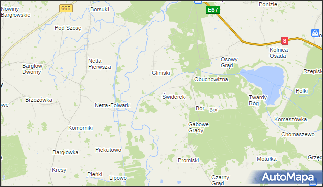 mapa Świderek, Świderek na mapie Targeo