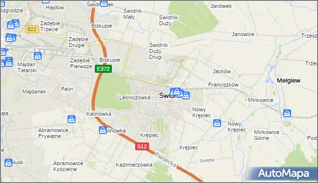 mapa Świdnika, Świdnik na mapie Targeo