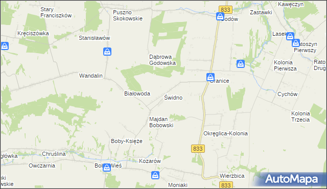 mapa Świdno gmina Chodel, Świdno gmina Chodel na mapie Targeo