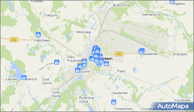 mapa Świdwin, Świdwin na mapie Targeo