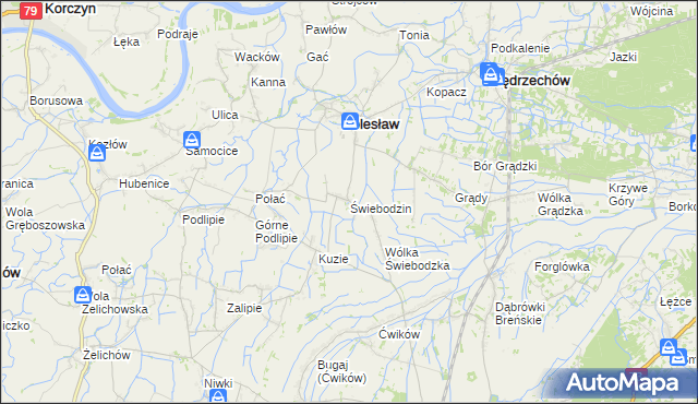mapa Świebodzin gmina Bolesław, Świebodzin gmina Bolesław na mapie Targeo