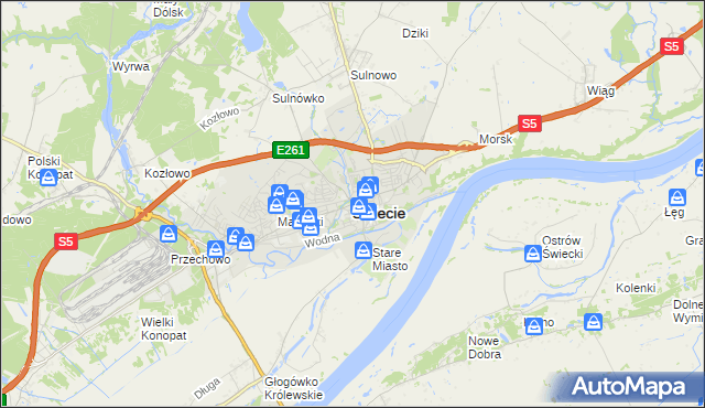 mapa Świecie, Świecie na mapie Targeo