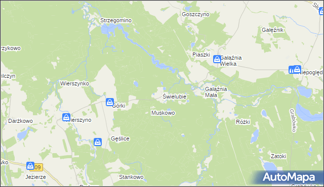 mapa Świelubie gmina Kołczygłowy, Świelubie gmina Kołczygłowy na mapie Targeo