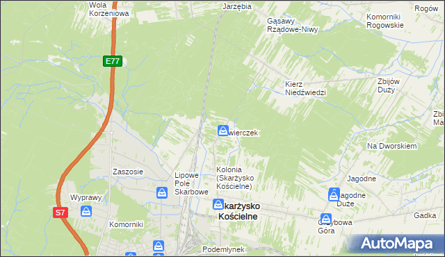 mapa Świerczek gmina Skarżysko Kościelne, Świerczek gmina Skarżysko Kościelne na mapie Targeo