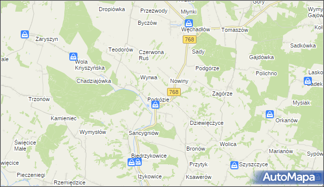 mapa Świerczyna gmina Działoszyce, Świerczyna gmina Działoszyce na mapie Targeo