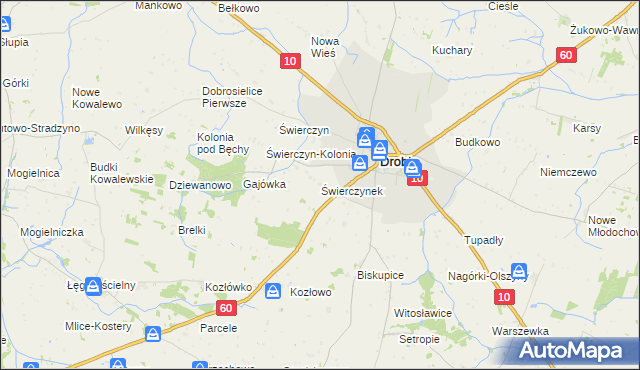 mapa Świerczynek gmina Drobin, Świerczynek gmina Drobin na mapie Targeo