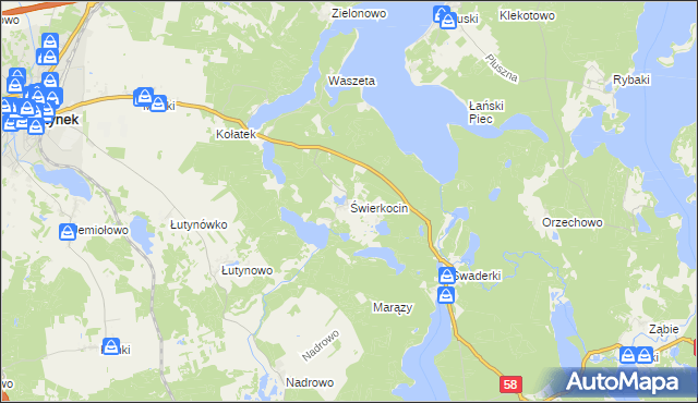 mapa Świerkocin gmina Olsztynek, Świerkocin gmina Olsztynek na mapie Targeo