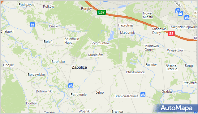 mapa Świerzyny, Świerzyny na mapie Targeo