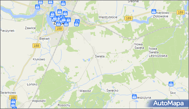 mapa Święta gmina Złotów, Święta gmina Złotów na mapie Targeo