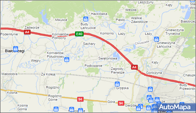 mapa Świętoniowa, Świętoniowa na mapie Targeo