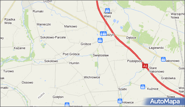 mapa Świętosław gmina Włocławek, Świętosław gmina Włocławek na mapie Targeo