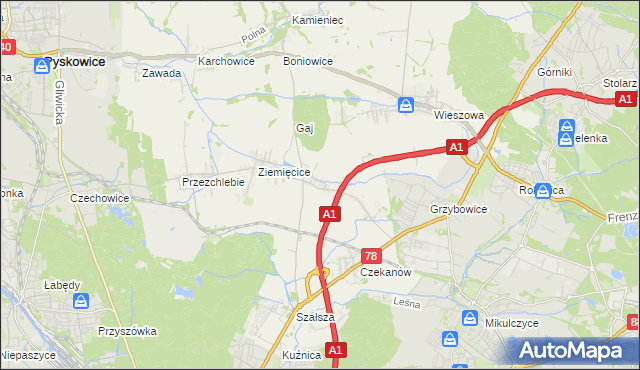 mapa Świętoszowice, Świętoszowice na mapie Targeo