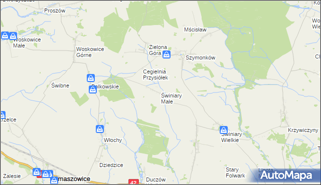 mapa Świniary Małe, Świniary Małe na mapie Targeo