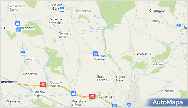 mapa Świniary Wielkie, Świniary Wielkie na mapie Targeo