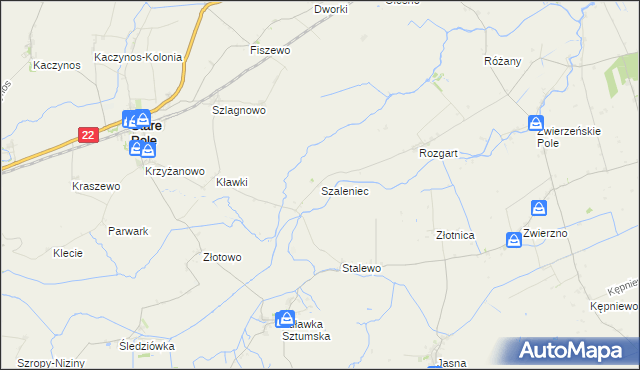 mapa Szaleniec, Szaleniec na mapie Targeo