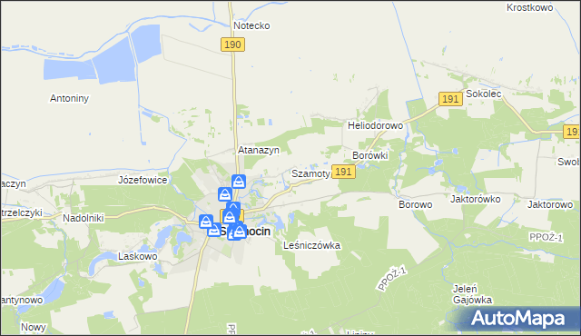 mapa Szamoty gmina Szamocin, Szamoty gmina Szamocin na mapie Targeo