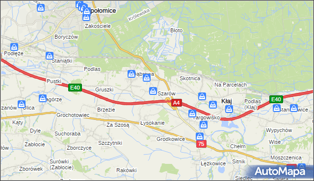 mapa Szarów gmina Kłaj, Szarów gmina Kłaj na mapie Targeo