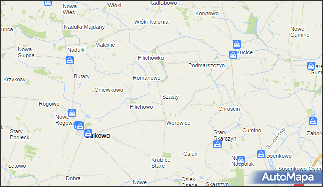 mapa Szasty, Szasty na mapie Targeo