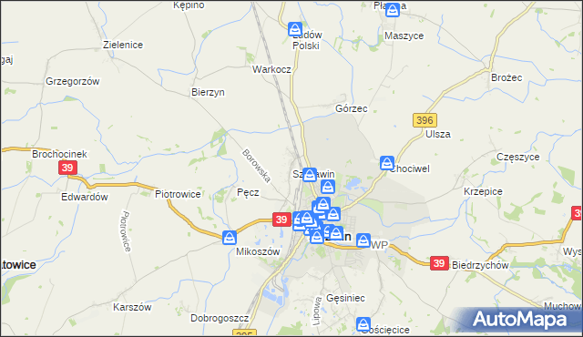 mapa Szczawin gmina Strzelin, Szczawin gmina Strzelin na mapie Targeo