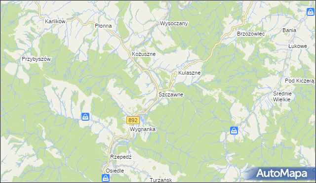 mapa Szczawne, Szczawne na mapie Targeo