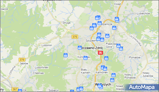 mapa Szczawno-Zdrój, Szczawno-Zdrój na mapie Targeo