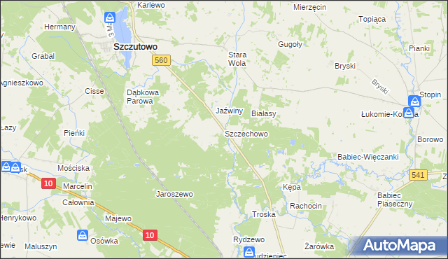 mapa Szczechowo, Szczechowo na mapie Targeo
