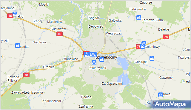 mapa Szczekociny, Szczekociny na mapie Targeo