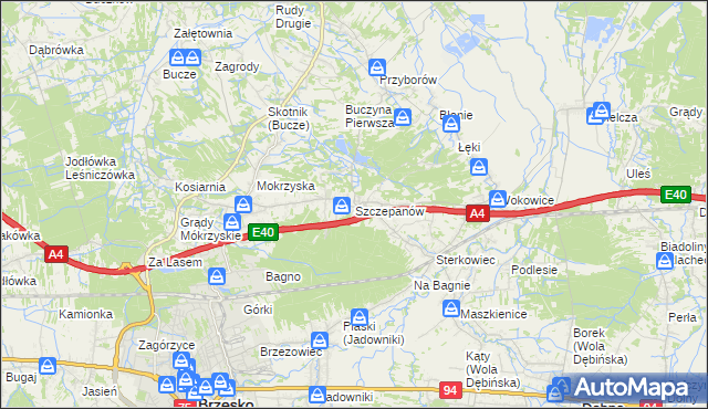 mapa Szczepanów gmina Brzesko, Szczepanów gmina Brzesko na mapie Targeo