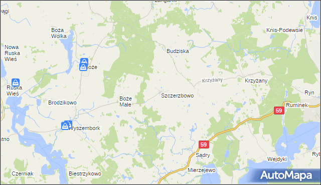 mapa Szczerzbowo, Szczerzbowo na mapie Targeo