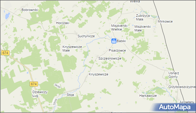 mapa Szczęsnowicze, Szczęsnowicze na mapie Targeo