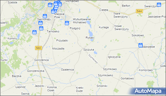 mapa Szczuka, Szczuka na mapie Targeo