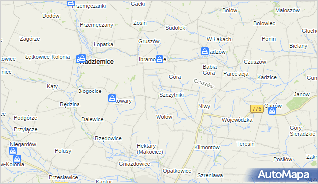 mapa Szczytniki gmina Proszowice, Szczytniki gmina Proszowice na mapie Targeo