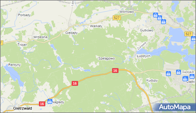 mapa Szelągowo, Szelągowo na mapie Targeo