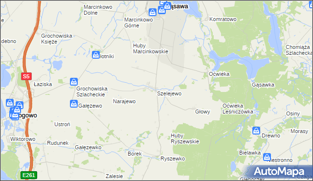 mapa Szelejewo gmina Gąsawa, Szelejewo gmina Gąsawa na mapie Targeo