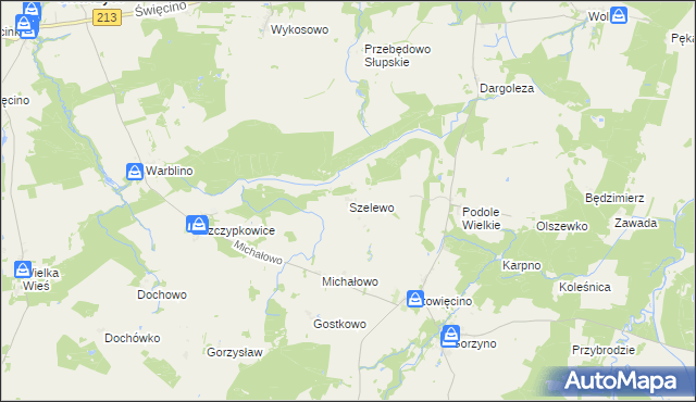 mapa Szelewo, Szelewo na mapie Targeo