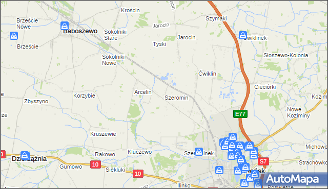 mapa Szeromin, Szeromin na mapie Targeo